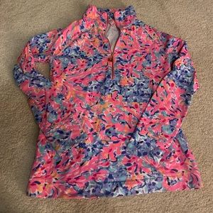Lilly Pulitzer Skipper Popover Sz XXS Bright Pink Cocoa Coral Crab